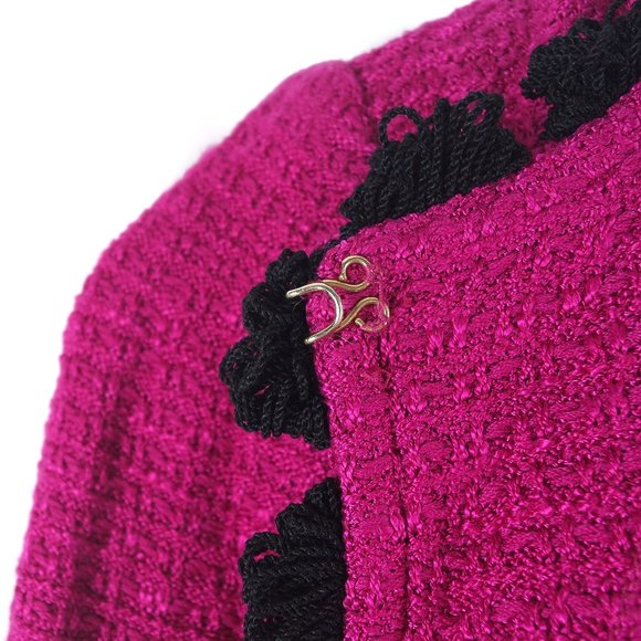 St. John Collection pink & black knit cardigan - Picture 6 of 8
